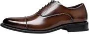 [Generic] Handmade Oxford Dress Shoes Men Genuine Cow Leather Suit Shoes Three-Joint Leather Shoes for Men(Brown,8 US)