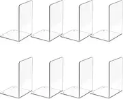 8 Pcs Acrylic Bookends, Clear Bookends, Non-Slip Book Ends for Bedroom Library Office School, L-Shaped Book Block Photo Album Display Compartment Storage (4 Pairs)