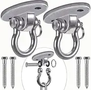 Besthouse Set of 2 Permanent Antirust Stainless Steel 304 Heavy Duty Swing Hangers with 4 Lag Screws 2000LB Capacity, 180° Swing, Yoga Hammock Chair Sandbag, Swing Sets (Set of 2 with Lag Screws)