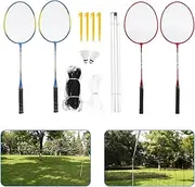 Labymos Sports Badminton Set Badminton Rackets, Birdies, Net, Adjustable Polls Beach or Backyard Combo Set Games