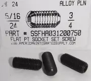 5/16-24x3/4 Hex Socket Set Screws Flat Point Alloy Steel (10)