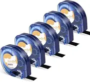 Labelife Compatible with Dymo LetraTag Iron-On Fabric Labels 18771 Iron on Labels for Clothing Tape Work with Dymo Letratag LT LT-100H LT-110T Printer, 5 Pack, Black on White,1/2-Inch x 6.5-Foot Roll