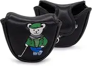 [montela golf] Putter Cover Bear Mallet Putter Covers Golf Club Head Covers Putter Headcover for Mallet Leather Golf Mallet Putter Headcovers with Magnetic for Taylormade Odyssey Scotty Cameron Ping