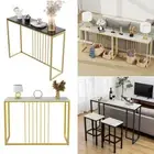 White/ Black Marble Console Table Gold Legs Behind Couch Entryway Lounge Storage