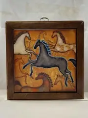 Hideaway Key Box Solid Oak & Tile - Southwest Horse Design Wall Mount