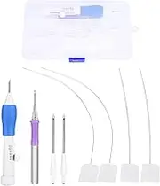 Punch Needle Kit, Embroidery Floss Cross Stitching Punch Pen Craft Tool Set Handheld DIY Handmaking Sewing Threading Device with Portable Storage Case for Beginner and Starter