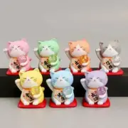 Pack of 7 Pcs Little Lucky Cats Figurines Colorful Maneki Neko Fengshui Ornament