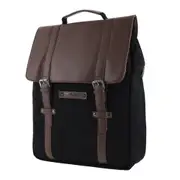 Police Canvas Leather Laptop Messenger Travel Backpack Bag 35x45cm Black