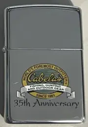 ZIPPO 1996 CABELA’S 35TH ANNIVERSARY POLISHED CHROME LIGHTER UNFIRED IN BOX K795