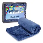 5lb Weighted Blanket for Kids (Blue), Plush Minky Weighted Lap Pad with Travel
