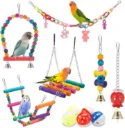 Bird Parakeet Toys,Swing Hanging Standing Chewing Toy Hammock Multicolor