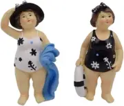 Set of Two Beach Ladies - Nautical swimmers - Beach Themed - Quay Traders