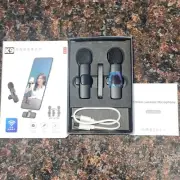 2 Pack Wireless Lavalier Microphones for Recording. Built-in Noise Reduction