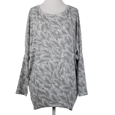 White House Black Market NEW $89 Sz S Gray White Feather Dolman Tunic Rayon Top