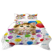 Kids Cat Art Drawings the Cute Cup Kitty Birthday Coverlet