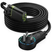360° Rotating Flat Plug Extension Cord 25 ft Black with Removable Hook 16 Gau...