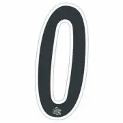Mongoose plate number #0 decal - White Outline - Old school bmx