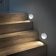 EverBrite LED Motion Sensor Night Light, Automated On & Off, Cool White Motion Activated LED Night Light for Kitchen, Bathroom, Stairs, Bedroom - with 18 AAA Batteries, 6-Pack, E007089