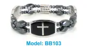 3 Large Black Cross High power magnetic hematite beads bracelet + magnetic clasp