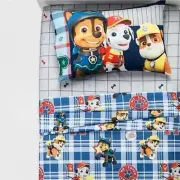 PAW PATROL Rubble Marshall Chase 3pc Preppy Pups Plaid Sheet Set Twin Size