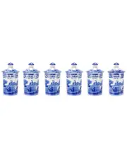 Spode Blue Italian Set of Six 4in Spice Jars