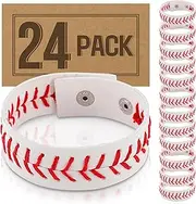 Primium Baseball Seam Leather Bracelets Bulk, 12 Pack, Inspirational Wristbands for Sports Fans, Sports Theme Birthday Party Favor Gifts