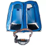 Adventure Kings Double Ensuite Shower Tent + Illuminator LED Head Torch Camping