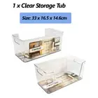 Clear Plastic Storage Container Kitchen Office Pantry Organiser Tub 33CM X 16CM