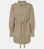 [Patou] Patou Houndstooth flannel shirt dress AU 8 brown