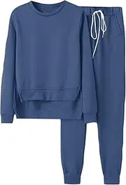 [Generic] Women's 2024 Fall Two Piece Outfit Long Sleeve Sweatsuits Crewneck Pullover Tops Long Pants Matching Set Tracksuit
