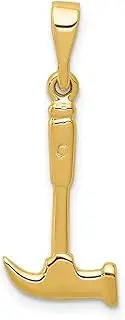 [JewelryWeb] 10k Solid Yellow Gold Hammer Charm 30x10mm Wide Pendant Necklace for Women