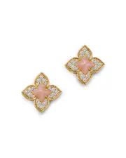 Roberto Coin 18K Yellow Gold Venetian Princess Carnival Pink Opal & Diamond Stud Earrings
