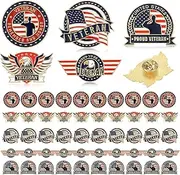 [Tondiamo] Veteran Pins Bulk US Patriotic Military Lapel Pin 5 Style Army Veteran Badge Hat Pin for Military Gift Favor