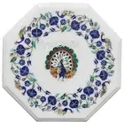 Floral Pattern Inlay Work Coffee Table Top White Marble Bed Side Table for Room