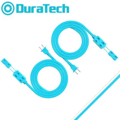 DuraTech 2-Packs 12FT Extension Cord 3 Outlets Indoor 2-Prong Plugs 13A 16 Gauge
