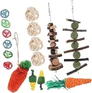 PENIKOKO 16pcs Natural Chew Toys for Guinea Pigs Hamsters Fun Cartoon Design for Teeth Grinding Reduces Boredom Stress for Pets Safe Material