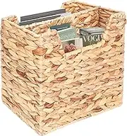 Magazines Basket - Wicker Magazine Rack, Narrow Magazine Holders for Bathroom, Magazine Storage Basket Organizer for books, newspaper, Water Hyacinth Magazine Holders, 14.2 x 11.4 x 6.7 inch