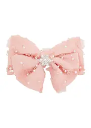 Self-portrait Kids Embellished Tulle bow Hair Clip - Pink - One ONE