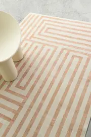 Loopsie Makini Peach Geometric Washable Rug