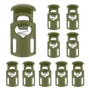 10pcs Spring Cord Locks Plastic Toggle Stopper Cord Stops Fastener, Olive