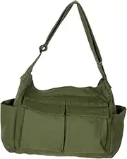 [BESTYASH] Canvas Messenger Bag Crossbody Small Satchel Bag For School And Outdoor Shoulder Bag Vintage Green Bag For Men And Women