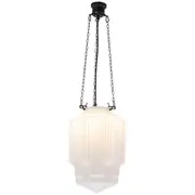 Northcote 3 Chain Pendants Lights Black Art Deco Suspensions Bergerac Lighting