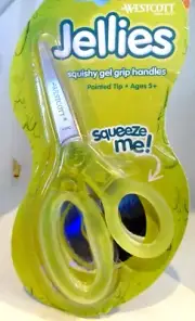 Westcott Jellies Scissors Squishy Gel Grip Handles Blunt Tip Ages 4+ Green