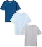 [Amazon Essentials] Boys' Short-Sleeve T-Shirts, Pack of 3, Grey/Blue/Sky Blue, X-Small