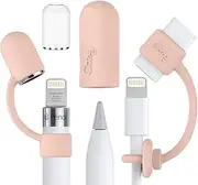 [3-Piece] PencilCozy Combo Pack Cozy The Original Apple Pencil Cap Holder/Keeper/Tether, Compatible Apple iPad Pro 6th Generation iPencil Charger/Nib Accessories | Case Friendly Design (Clear)
