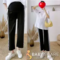 在飛比找蝦皮商城優惠-BabyShare時尚孕婦裝 可調節/ 腳口側雙條開扣闊腿 