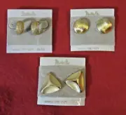 3 Direction One Gold Tone Earrings NOS