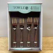 TOWLE LIVING MEA 4-PIECE APPETIZER FORKS FORGED STAINLESS STEEL Brand New