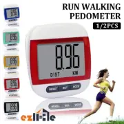 1/2X LCD Clip On Pedometer Step Walking Distance Calorie Counter Jogging Running
