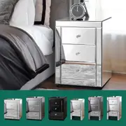 ALFORDSON Mirrored Bedside Table Cabinet Nightstand Side End Table Drawers